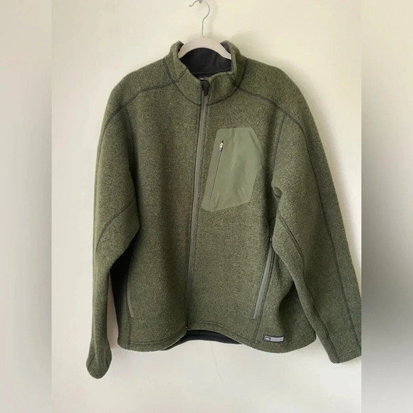 REI Jacket Men’s XXL Green Wool Zip Up Outdoor Gorpcore - Picture 1 of 8